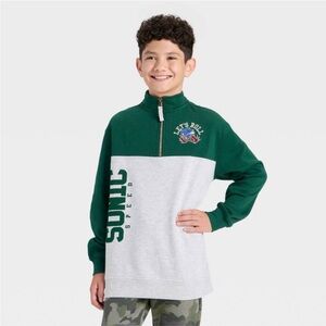 Sonic the Hedgehog Green and Gray Quarter Zip Fleece  Sweatshirt